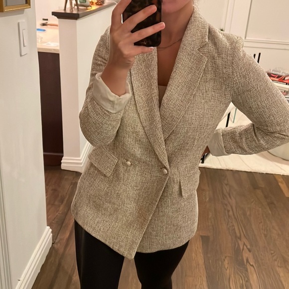 H&M Jackets & Blazers - H&M Tweed Cream and Beige Double Breasted Blazer